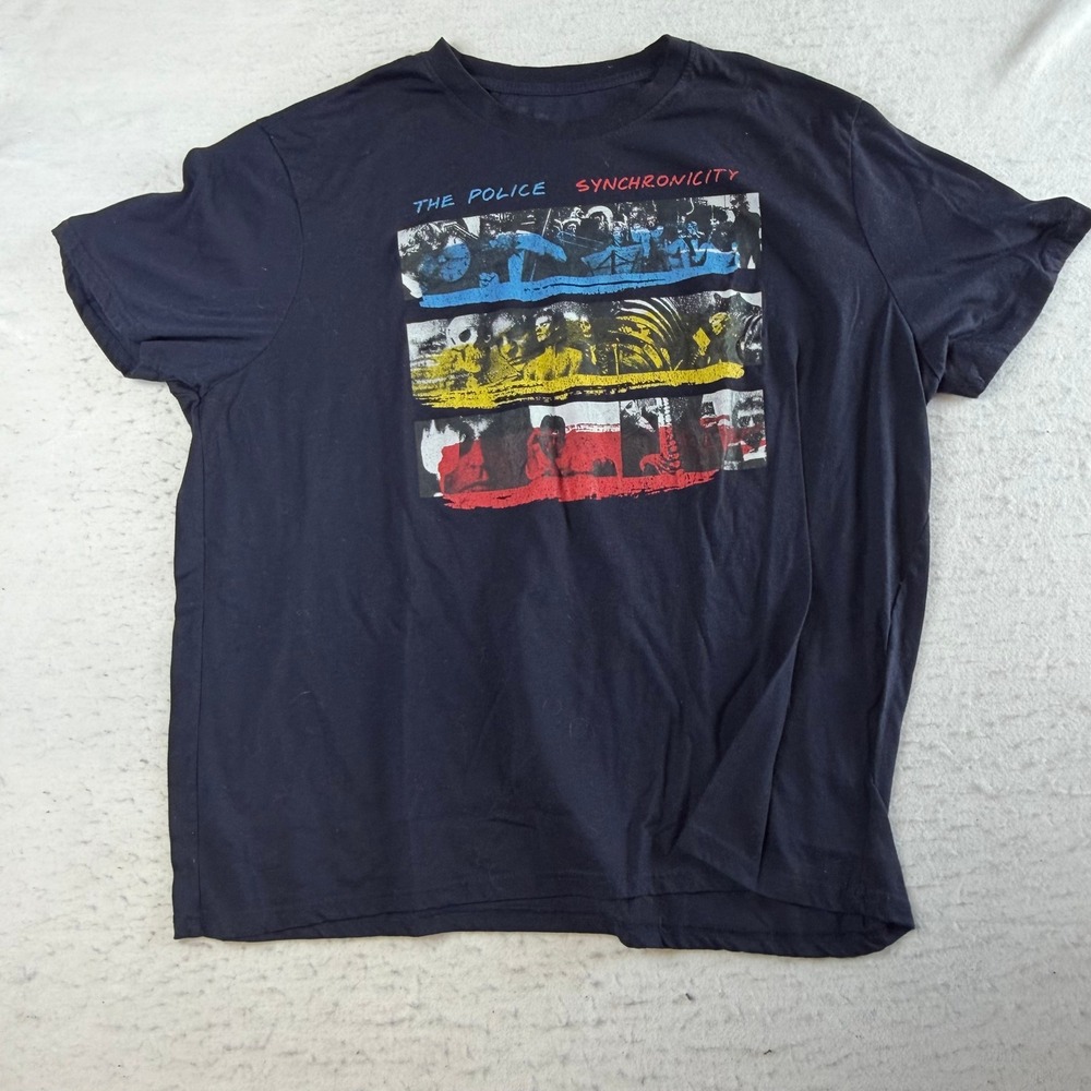 The Police Graphic T-Shirt Mens XL Black Synchronicity‎ Band Tee Short Sleeve